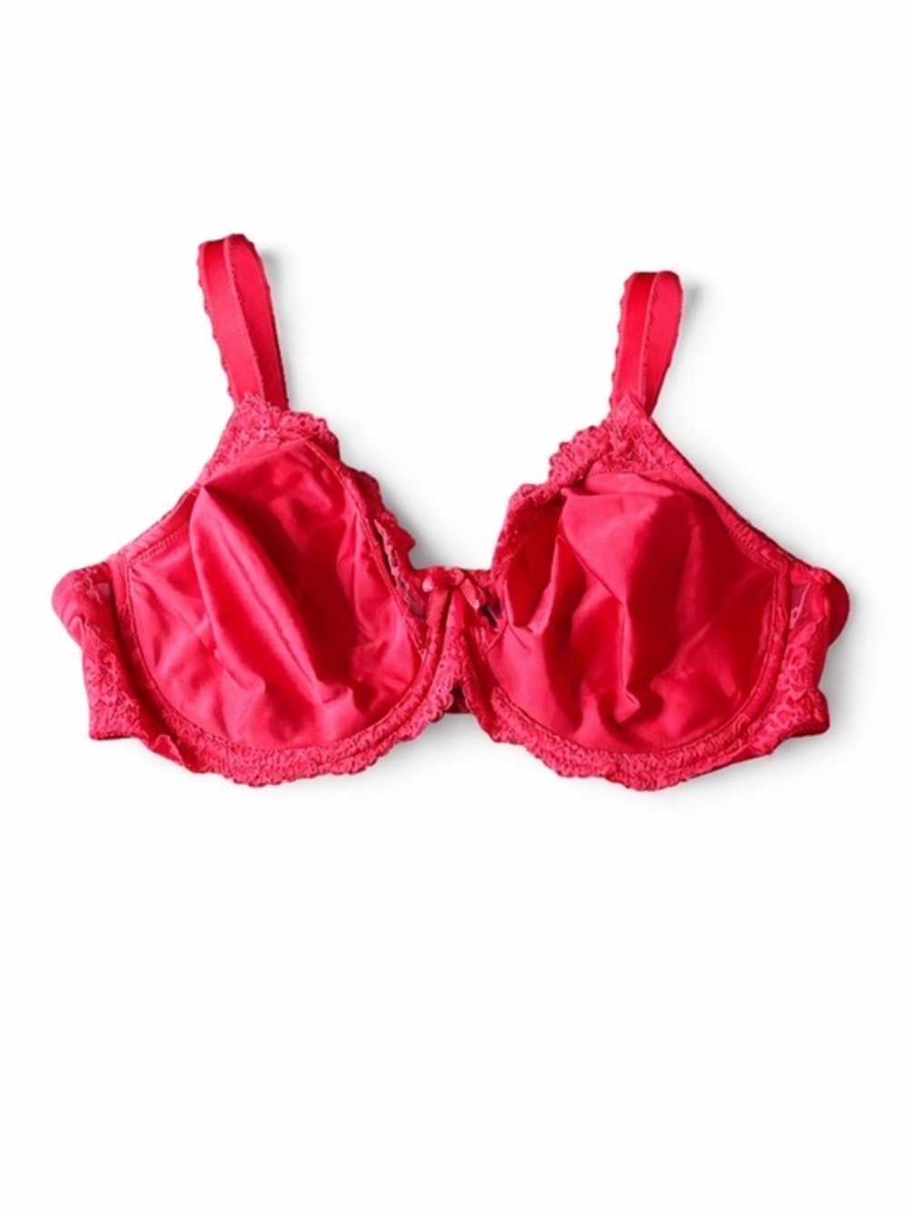 Wacoal Retro Chic Underwire Bra Red 38D Full Coverage Lace Trim